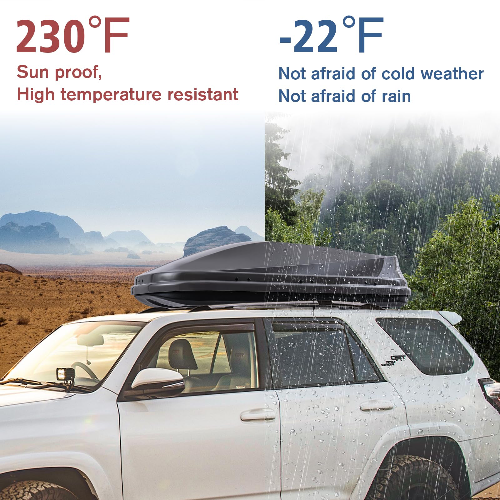 14 Cubic Feet Rooftop Cargo Carrier - Heavy Duty Waterproof Hard Shell Storage Box with Dual Side Opening for Cars | Perfect for Road Trips, Camping Gear & Travel Luggage Storage | Gray