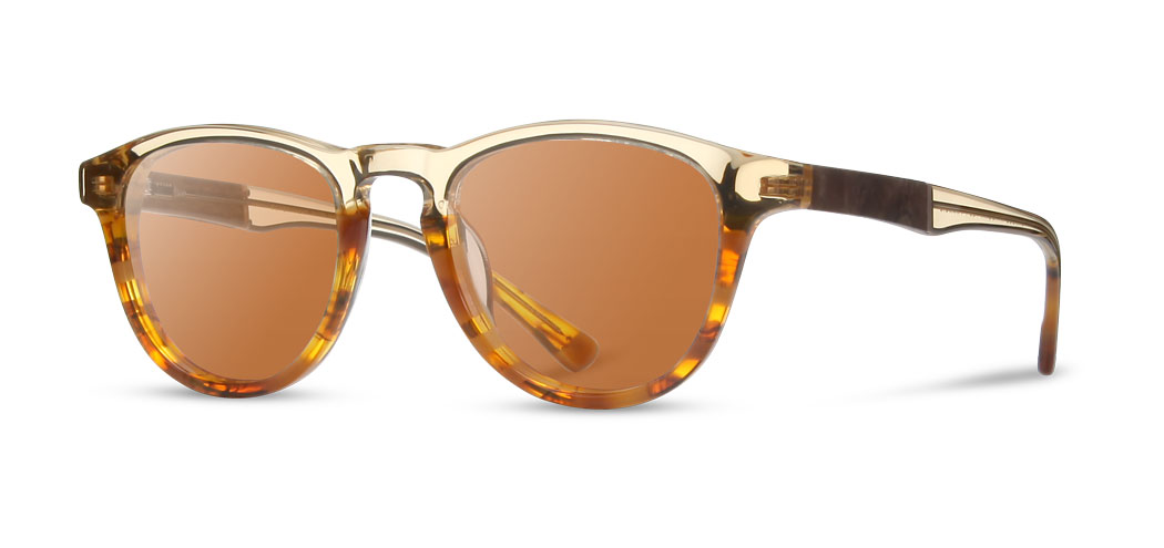 Shwood Francis Acetate Sunglasses - Canyon/Elm Burl/Brown Frame - UV Protection Polarized Lenses - Stylish Retro Shades for Outdoor Activities, Driving & Travel