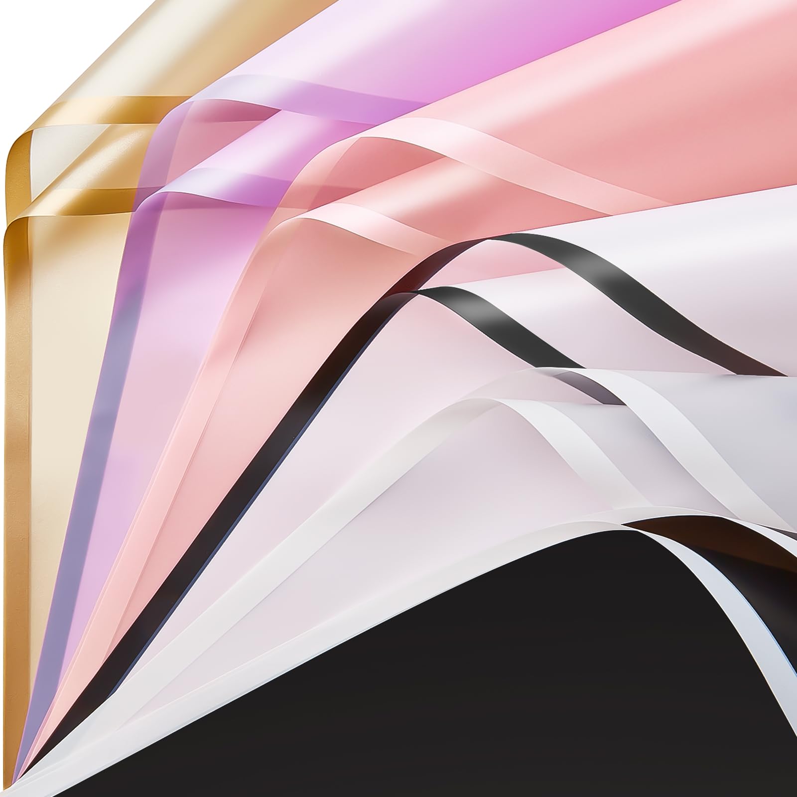 Premium 20-Pack White Floral Wrapping Paper Sheets - Waterproof Bouquet Gift Wrap with Ribbons, 22.8