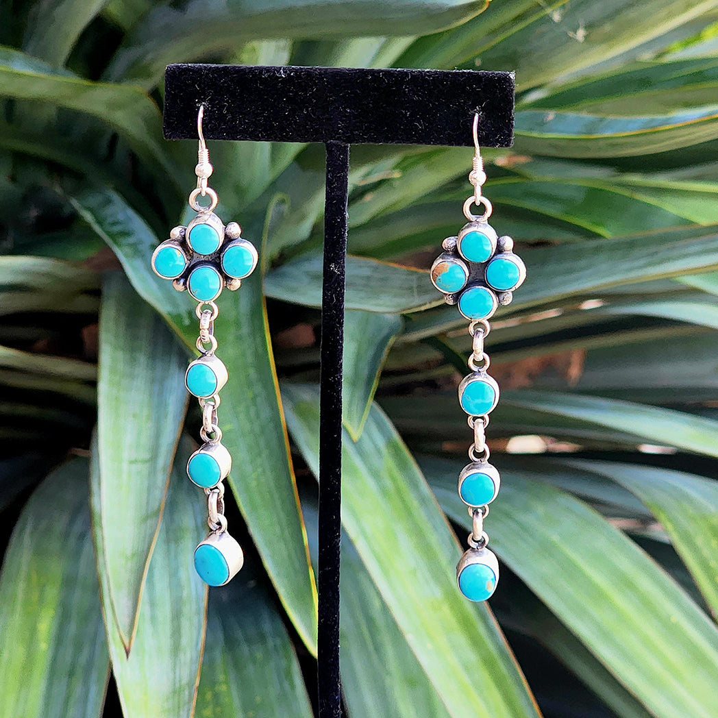 Blythe Kingman 7 Stone Earrings - Elegant Sterling Silver Dangle Earrings for Women | Perfect for Parties, Weddings & Everyday Wear