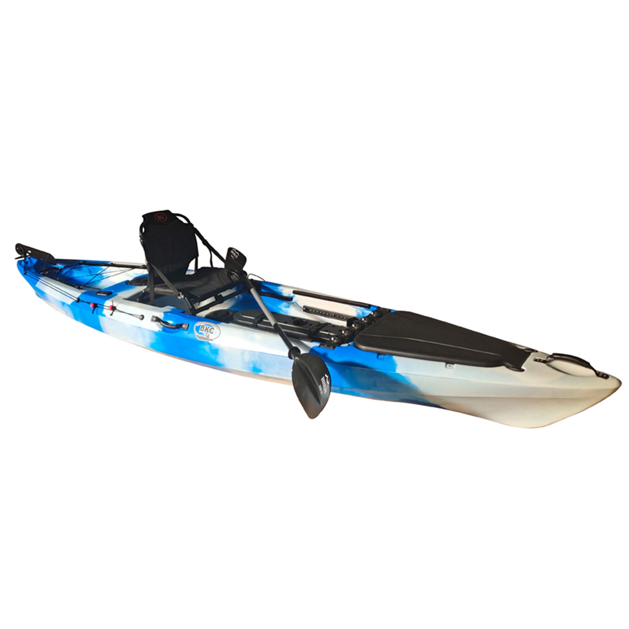 BKC FK13 13-Foot Solo Sit-on-Top Fishing Kayak with Upright Aluminum Seat, Paddle & Foot-Controlled Rudder - Lightweight Angler Kayak for Lakes, Rivers & Ocean Fishing Adventures