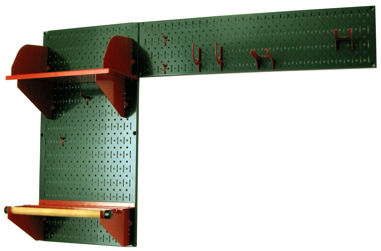 Wall Control Pegboard Garden Tool Organizer Kit - Heavy Duty Green Pegboard with Red Hooks for Garage, Shed & Workshop Storage (Ideal for Organizing Garden Supplies, Tools & Accessories)