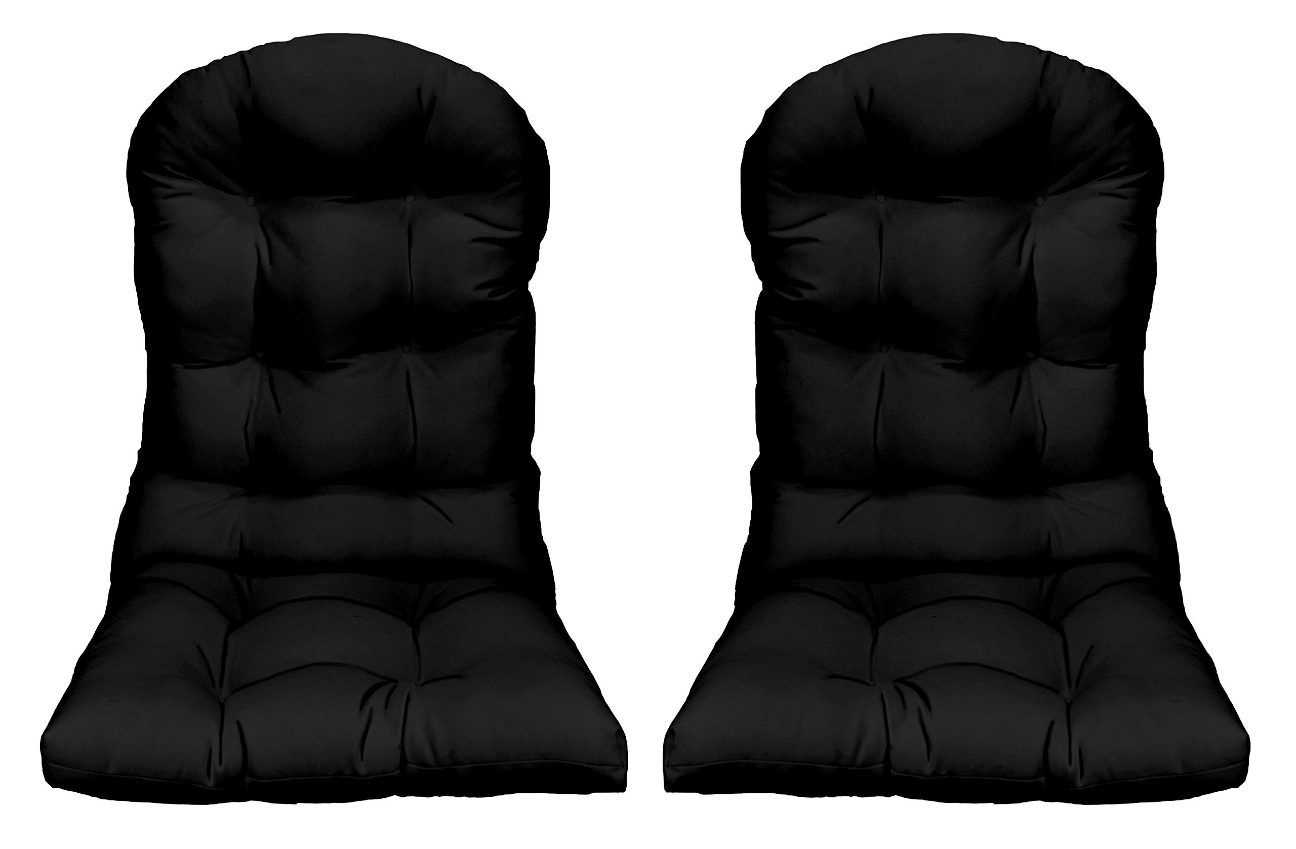 RSH DECOR: 2-Piece Tufted Adirondack Chair Cushion Set - 42.5” x 21” All-Weather Outdoor Cushions - Waterproof & Fade-Resistant Spun Fabric - Perfect for Patio, Deck, Poolside & Garden Furniture (Black)