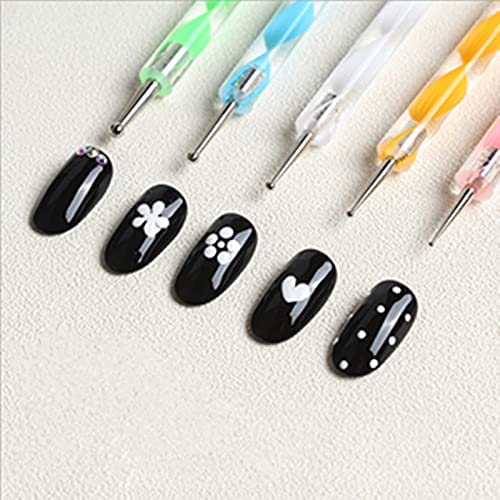 5-Piece Dual-Ended Dotting Pen Set for Nail Art - Professional Dot Paint Manicure Tools Kit with Multiple Color Options | Perfect for Salon, Home DIY Nail Designs and Creative Dot Painting