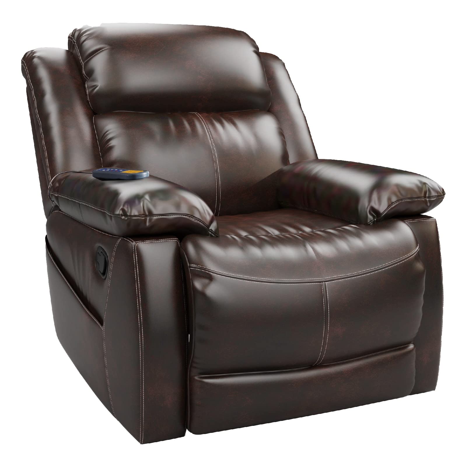 Premium Faux Leather Massage Recliner Sofa with 8 Vibration Points - Ergonomic Heated Lounge Chair for Home, Office & Relaxation - Skin-Friendly & Durable Brown Reclining Sofa - Perfect for Living Room, Man Cave & Home Theater