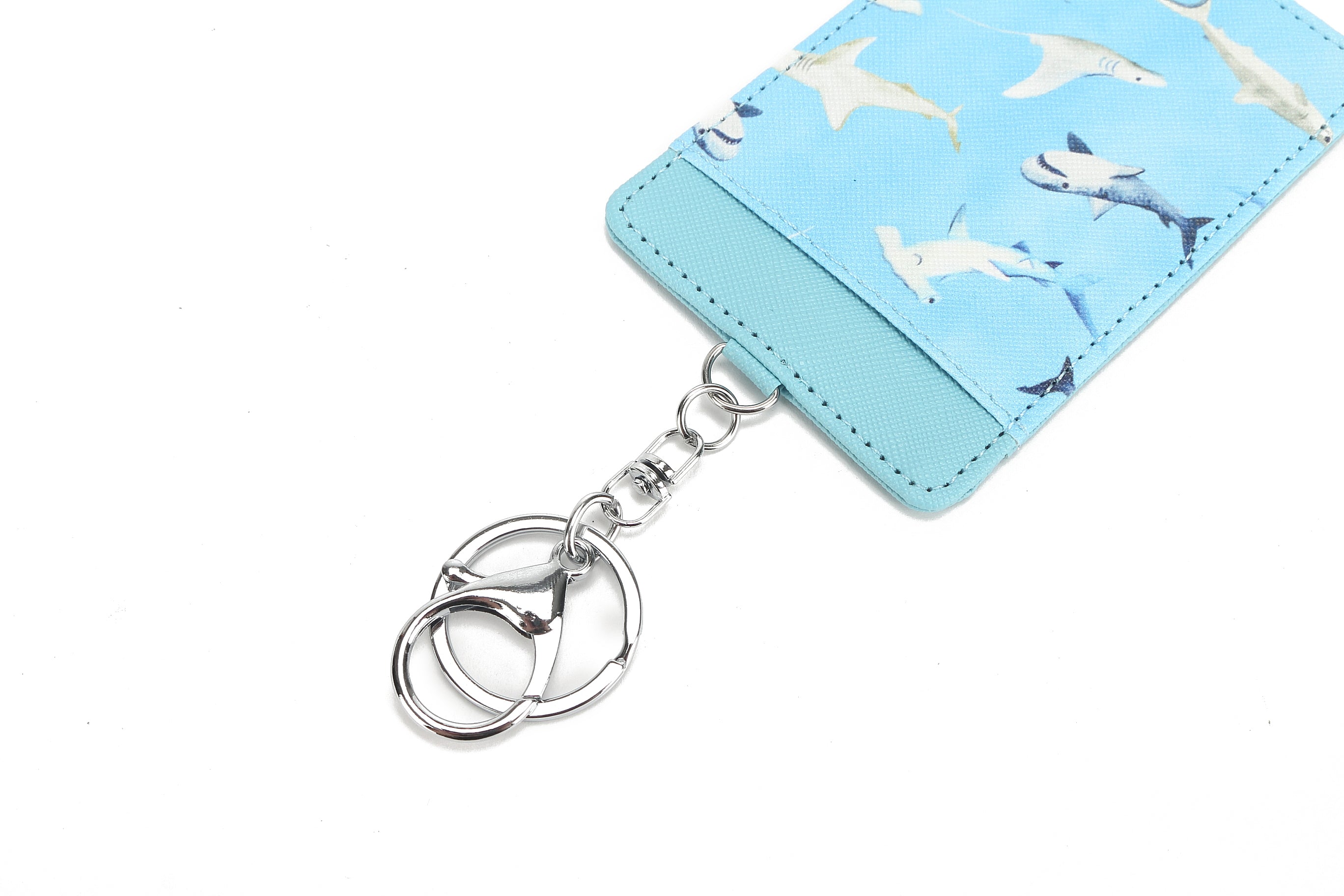 Happy Sharks Blue Card Holder - Slim RFID Blocking Wallet for Credit Cards & IDs - Perfect for Travel, Work, and Everyday Use