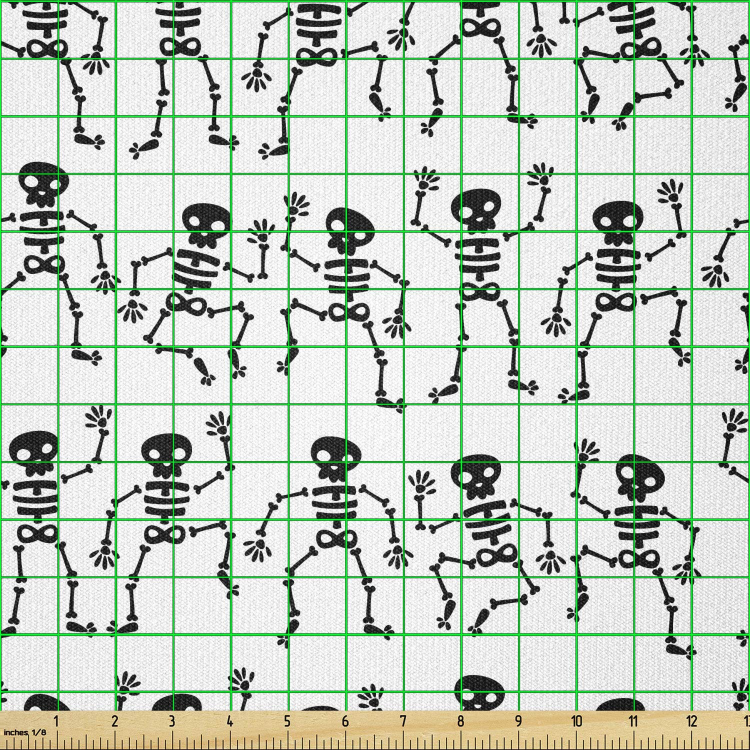Ambesonne Bones Stretch Knit Fabric by the Yard - 10 Yards Charcoal Grey & White | Whimsical Dancing Skeletons Print for DIY Clothing, Sewing & Arts Crafts | Perfect for Halloween Costumes, Home Decor & Creative Projects