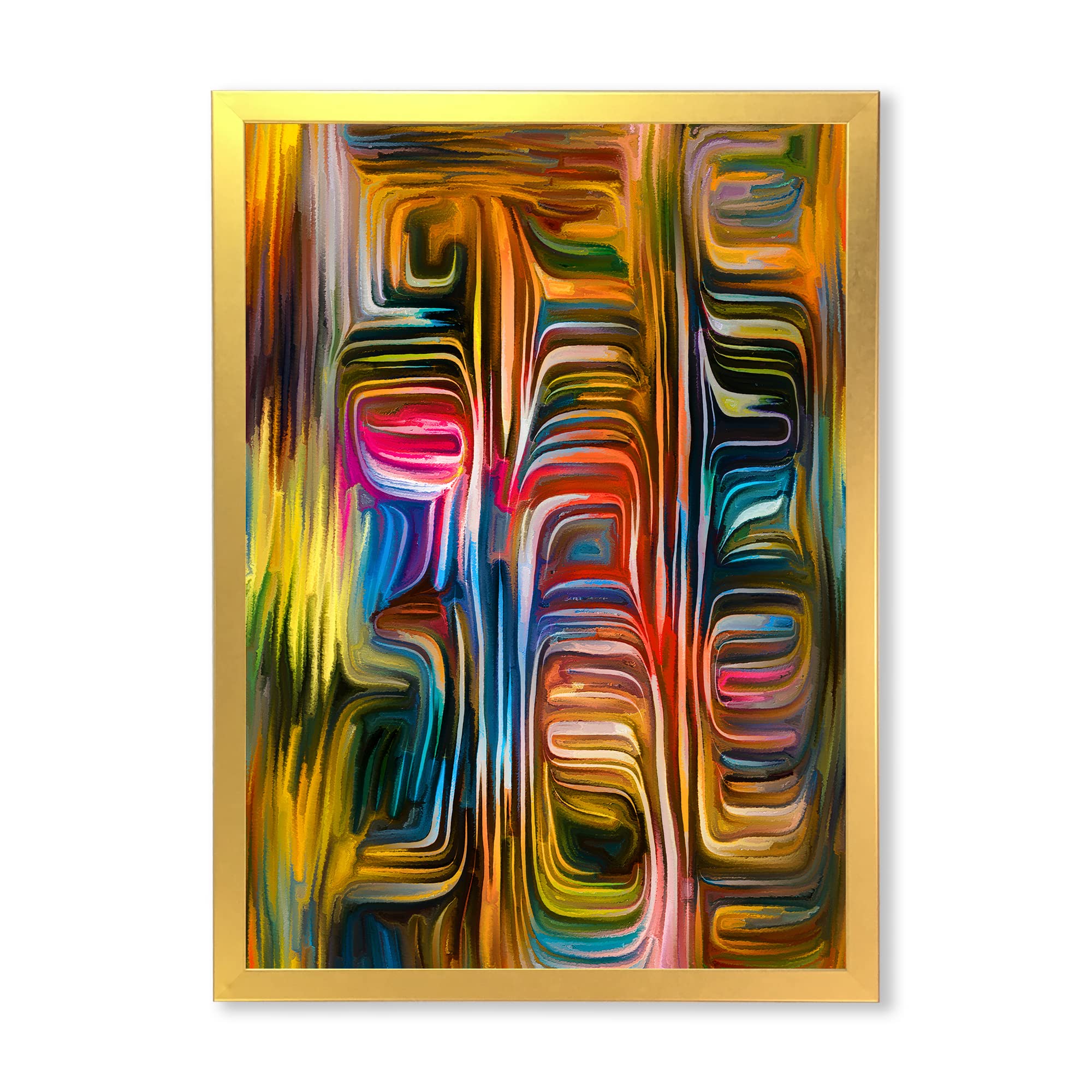 DesignQ Colour Fusion II Modern Framed Wall Art - Abstract Canvas Painting for Living Room, Bedroom & Office Decor