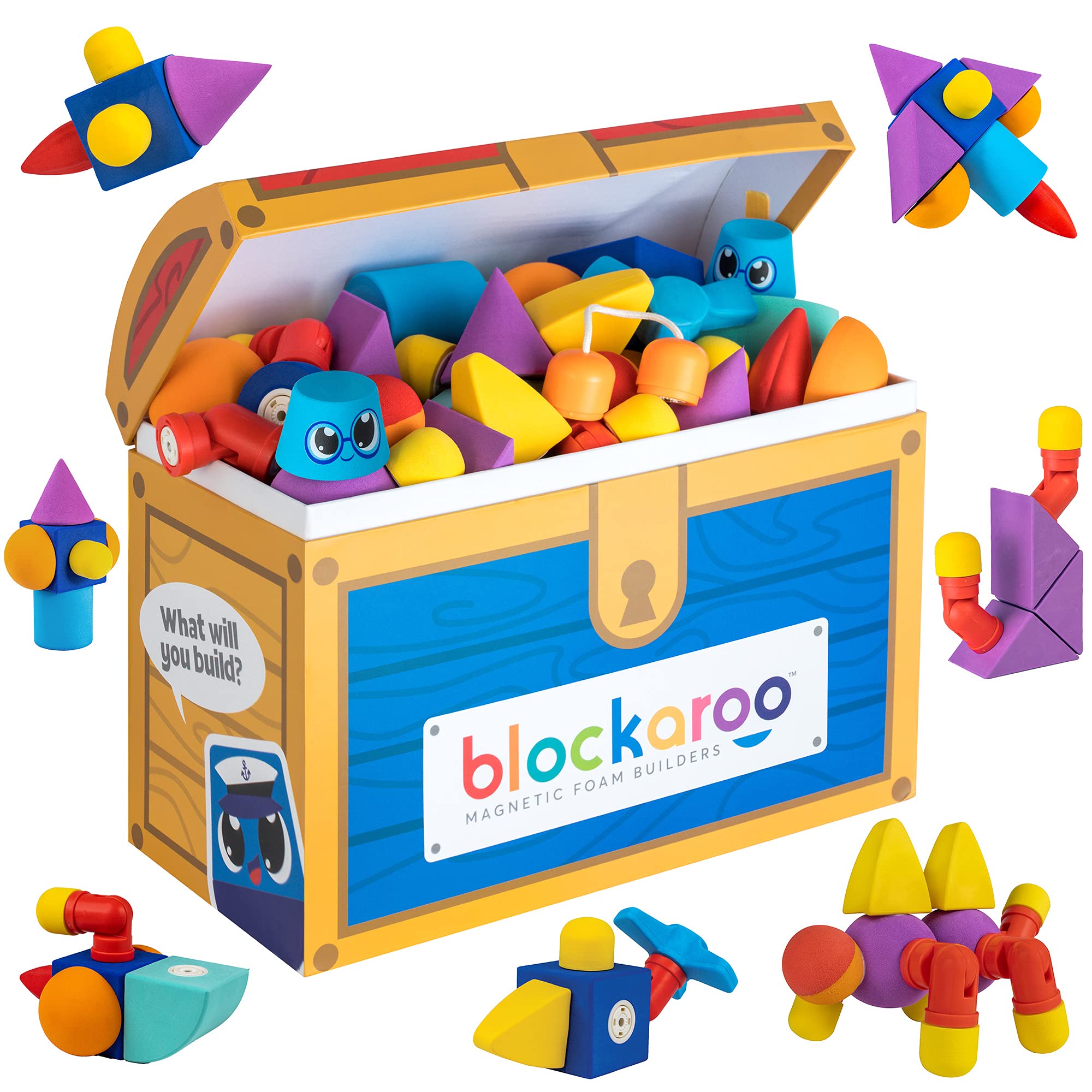 **100-Piece Magnetic Foam Blocks Set – STEM Educational Building Toys for Kids Ages 3-6, Toddler Bath & Playtime Learning Toys for Boys & Girls – Includes Toy Storage Chest – Perfect for Classroom, Home & Bathtub Fun**