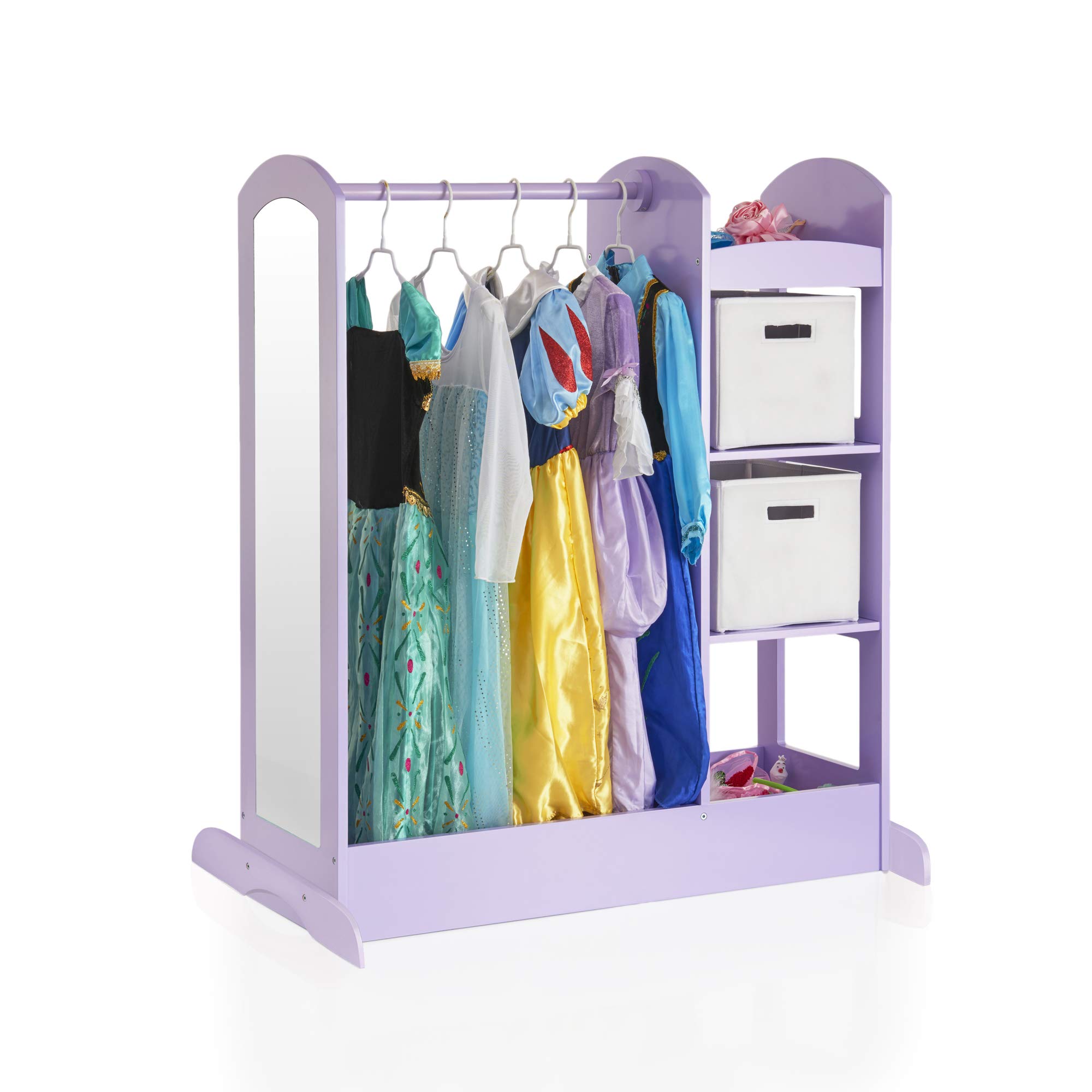 Guidecraft See and Store Dress-Up Center – Lavender Kids Pretend Play Wardrobe with Mirror, Shelves & Bottom Tray | Costume Storage Armoire for Girls & Boys | Perfect for Bedroom, Playroom & Daycare Dress-Up Activities