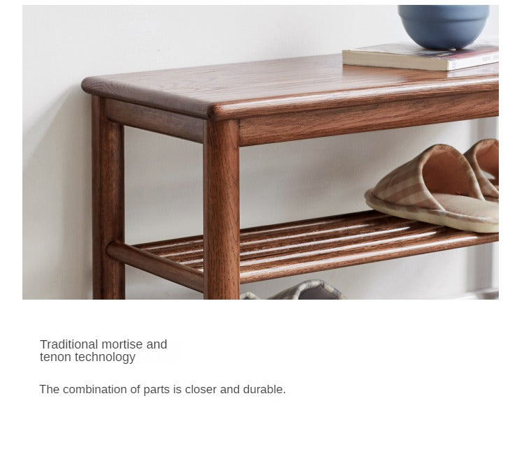 Solid Oak Wood Shoe Storage Bench with Seat | Entryway Organizer for Shoes, Boots & Accessories | Perfect for Hallway, Mudroom & Bedroom Storage