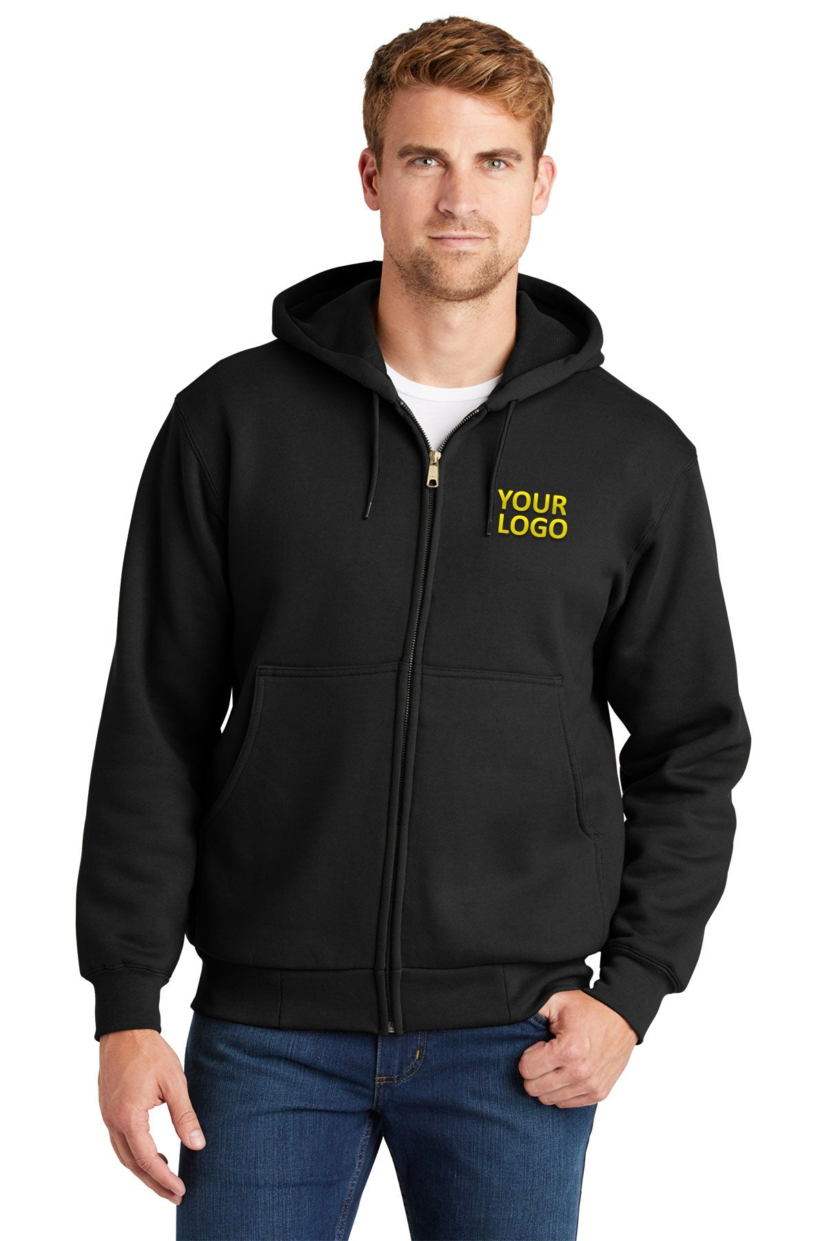 CornerStone Full Zip Hoodie with Thermal Lining for Men & Women - Soft Fleece Winter Jacket, Black - Perfect for Outdoor Activities, Camping & Casual Wear