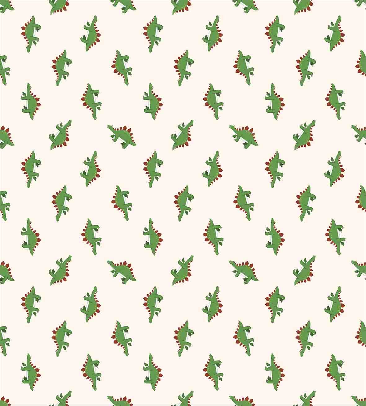 Jurassic Duvet Cover Set - Stegosaurus Dinosaur Prehistoric Reptile Bedding | 3-Piece Queen Size with 2 Pillow Shams | Fern Green & Ruby Beige | Perfect for Dinosaur Lovers' Bedroom Decor & Themed Kids Rooms