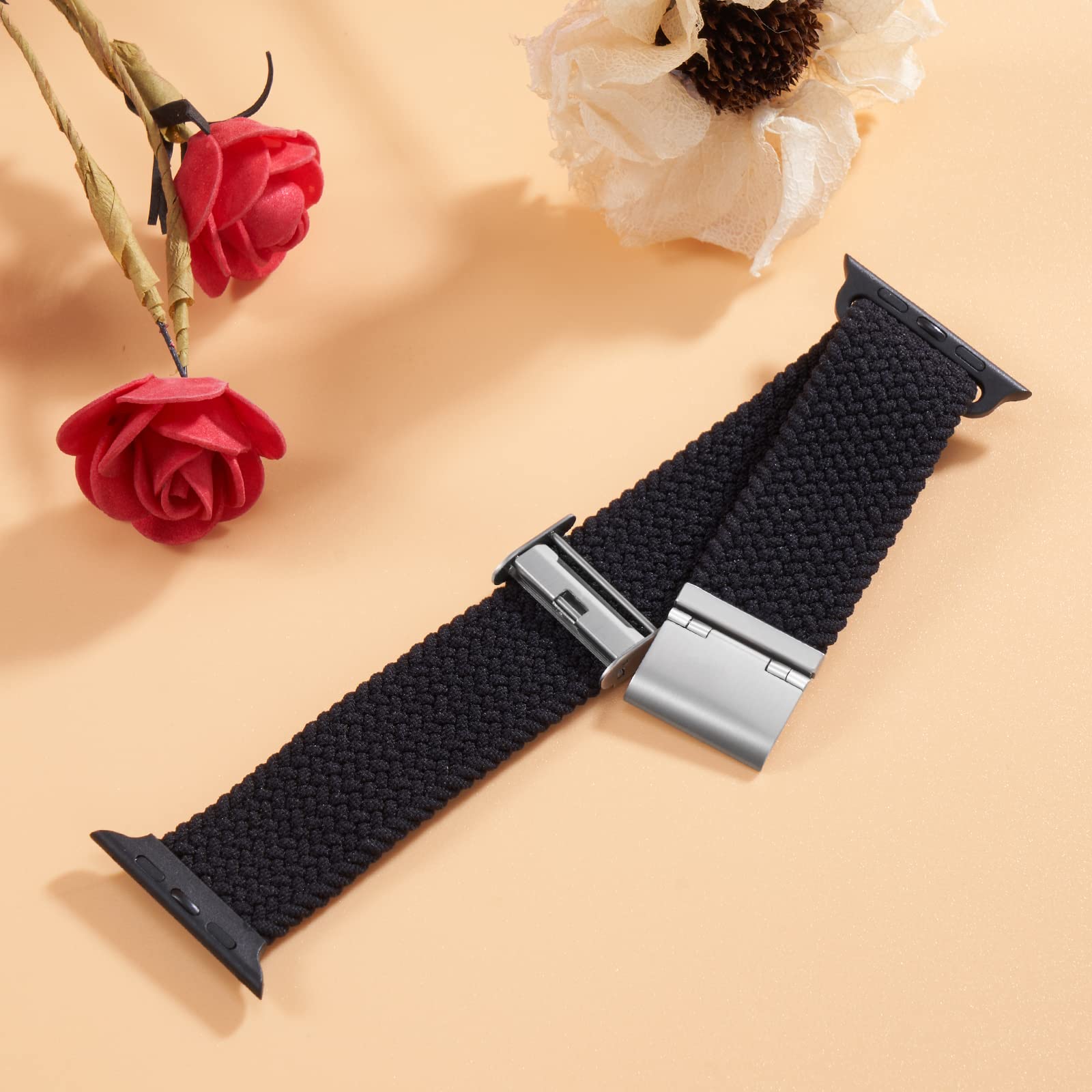 Braided Nylon Apple Watch Bands for Series 9/8/7/6/5/4/3/2/SE/Ultra/Ultra 2 - Adjustable, Breathable Replacement Strap for 38mm 40mm 41mm 42mm 44mm 45mm 49mm - Perfect for Workouts, Running & Everyday Wear