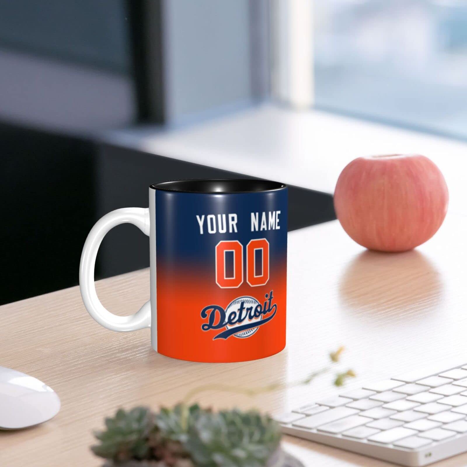 Personalized Baseball Coffee Mug - Custom Ceramic Cup with Handle, Team Colors & Name/Number - Great Gift for Baseball Fans, Men & Women - Perfect for Home, Office & Game Day Use