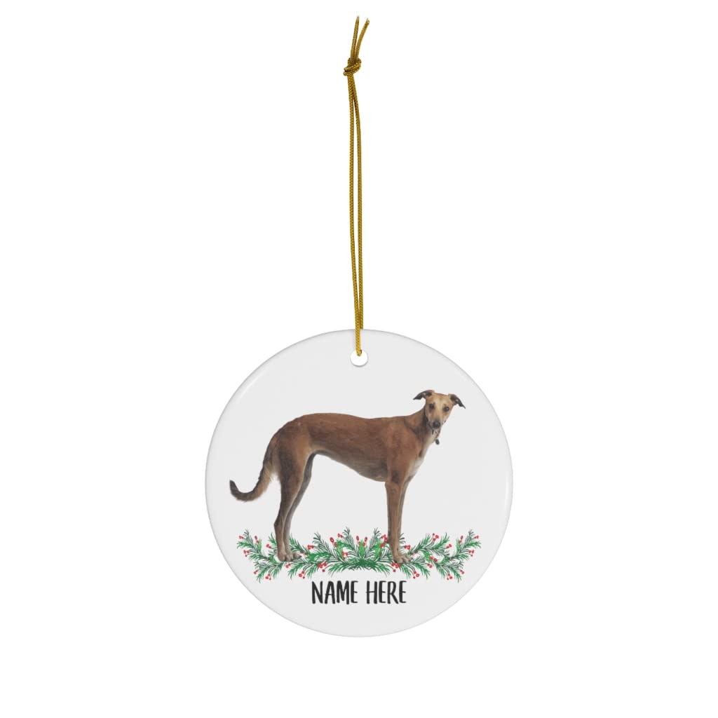 Personalized Greyhound Dog Name Christmas Ornaments 2024 - Ceramic Circle Pet Memorial Gift for Pet Lovers - Perfect for Holiday Tree Decor & Pet Loss Sympathy Gifts
