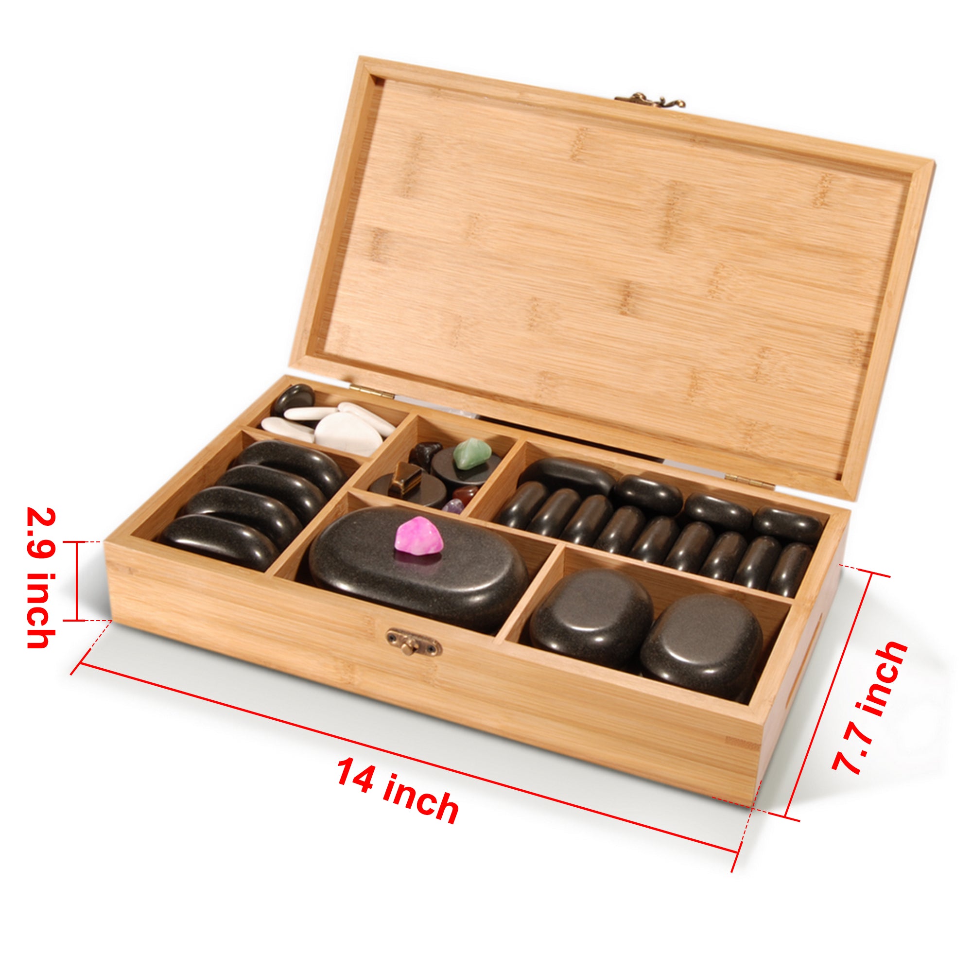 60-Piece Deluxe Hot Stone Massage Set with Basalt Volcanic Rocks, Marble Cold Stones & Chakra Tools | Professional Home Spa Kit for Relaxation, Stress Relief & Muscle Therapy