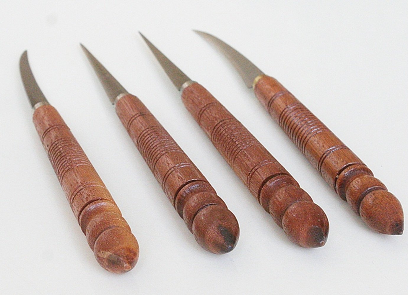 Premium Set of 4 Wooden Handle Carving Knives - Professional Fruit & Vegetable Sculpture Tools for Kitchen, Camping & DIY Craft Projects