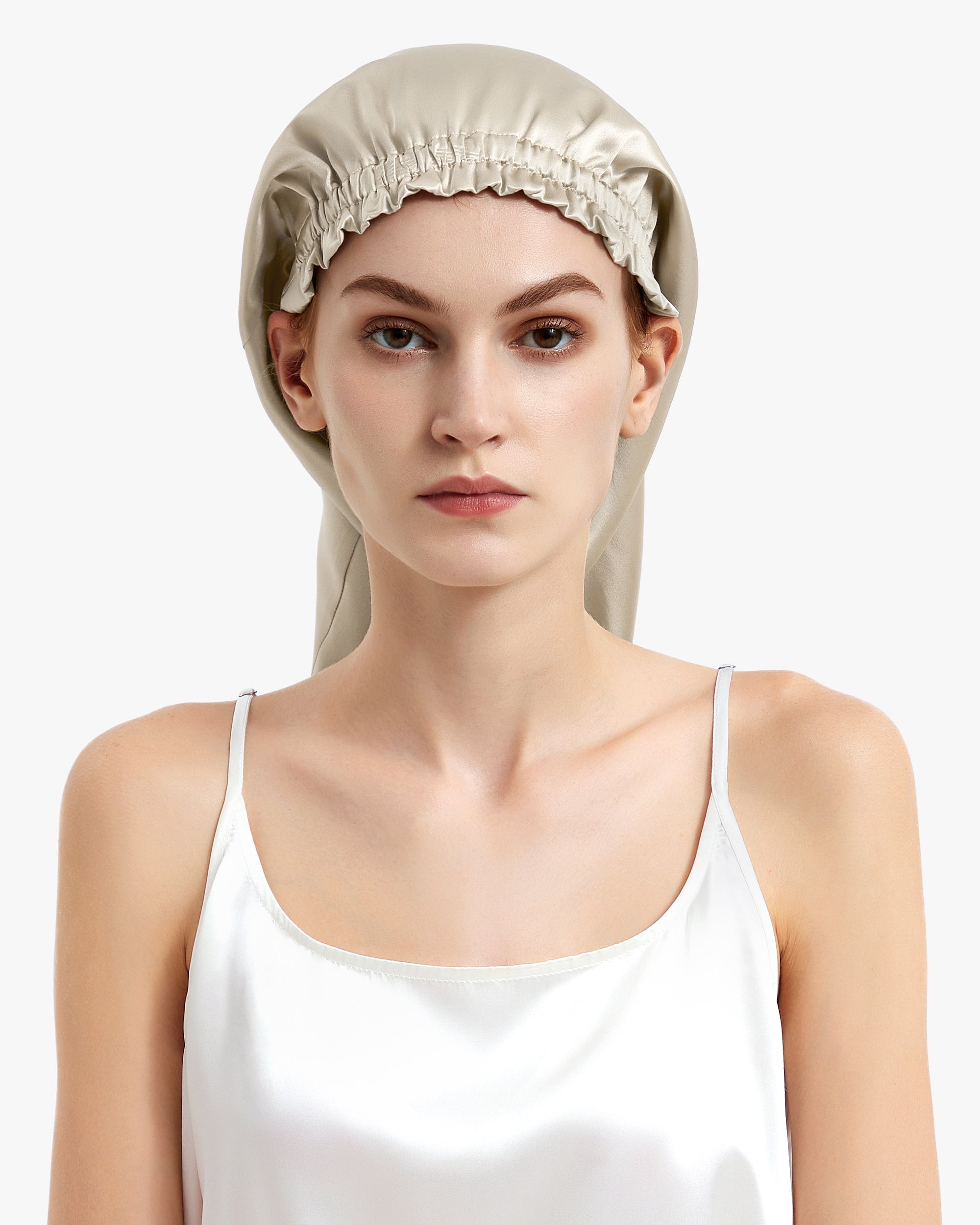 22mm Pure Long Silk Hair Bonnet for Women - Soft & Breathable Sleep Cap for Natural Hair Protection, Curl Definition & Nighttime Hair Care