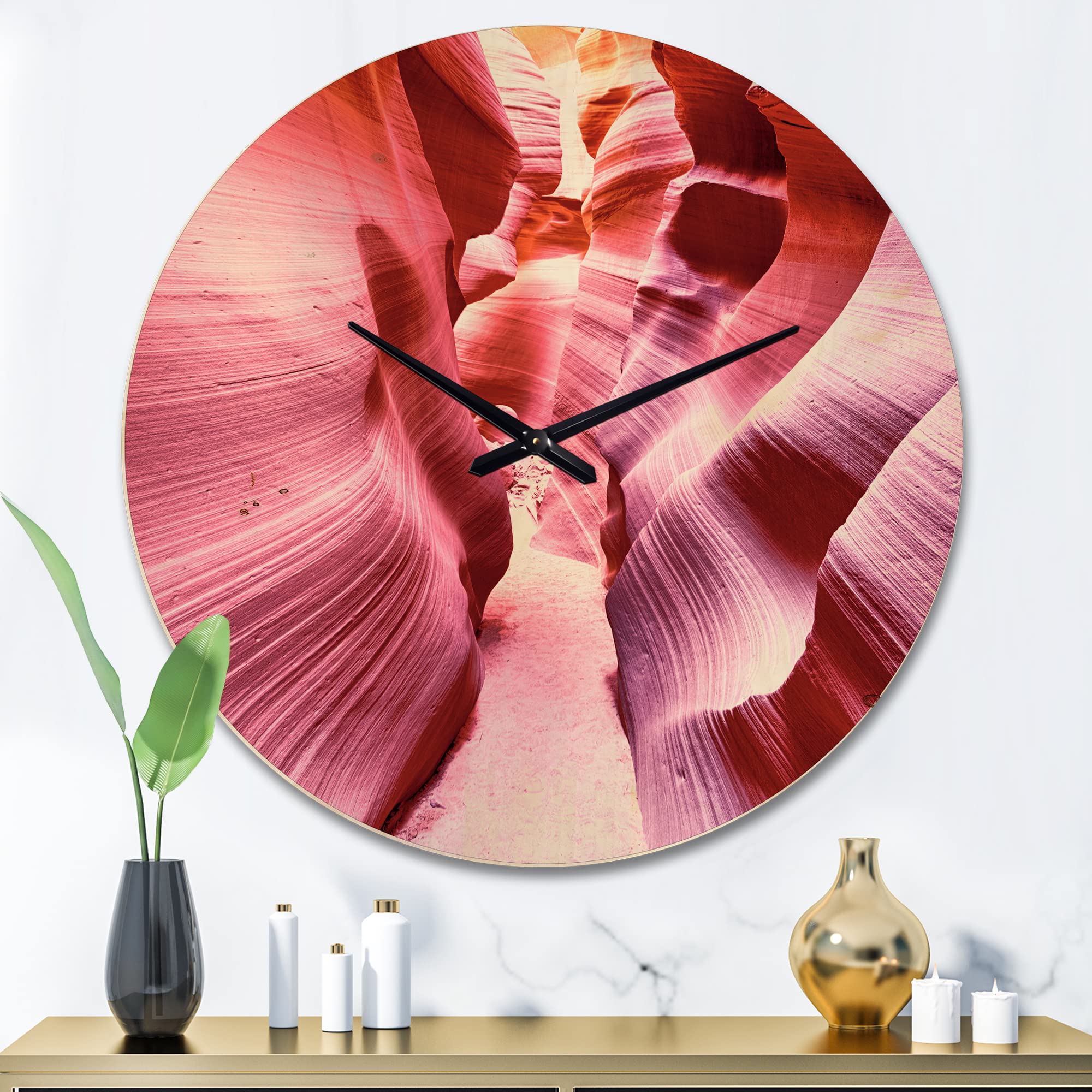 Antelope Canyon Landscape Modern Wood Wall Clock - Large Oversized Decorative Wooden Clock for Living Room, Bedroom & Office Décor | Perfect for Home, Office & Gifts