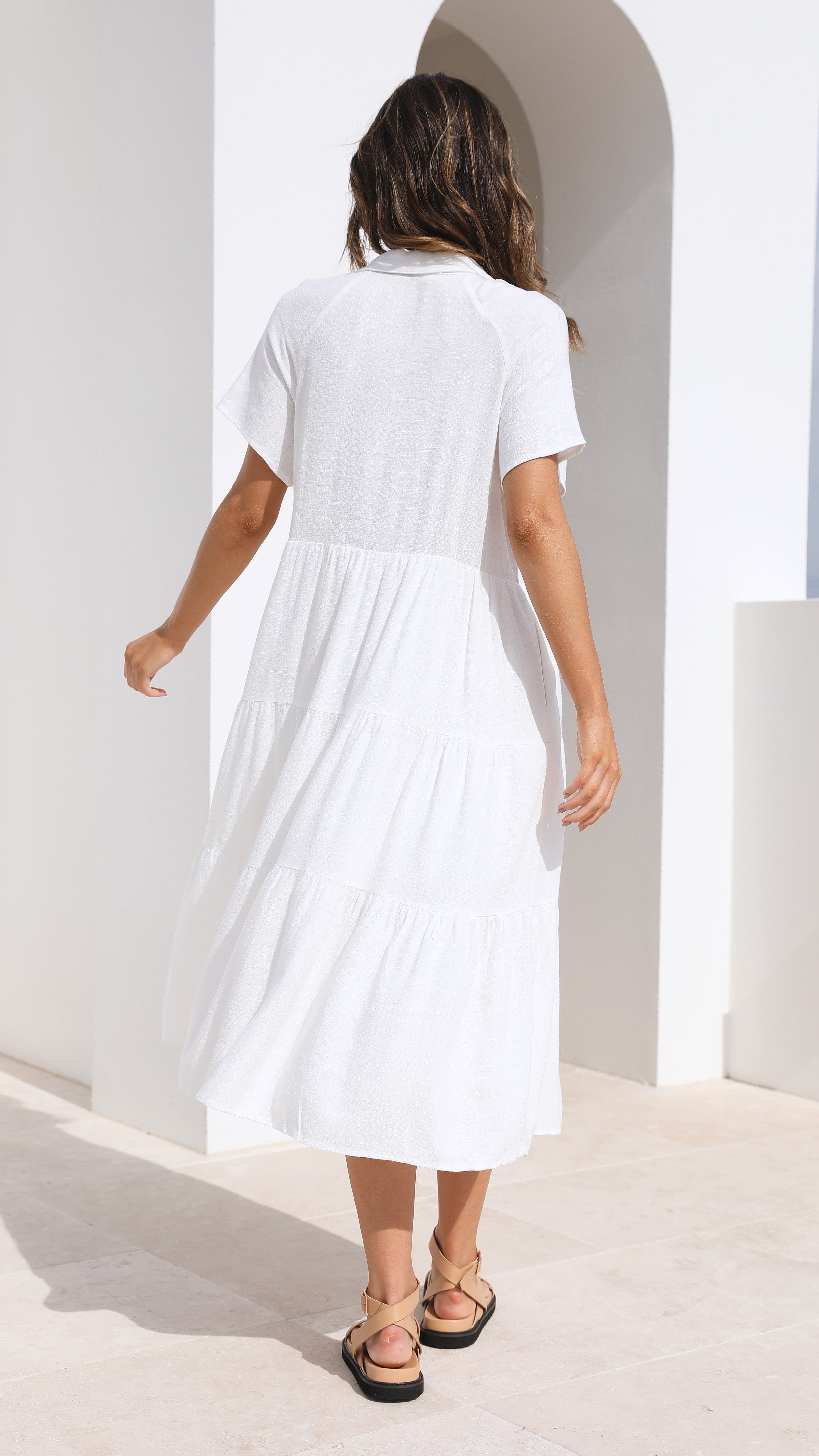 Kimberly Midi Dress - Elegant White Flowy Dress for Women | Perfect for Weddings, Parties & Summer Outfits