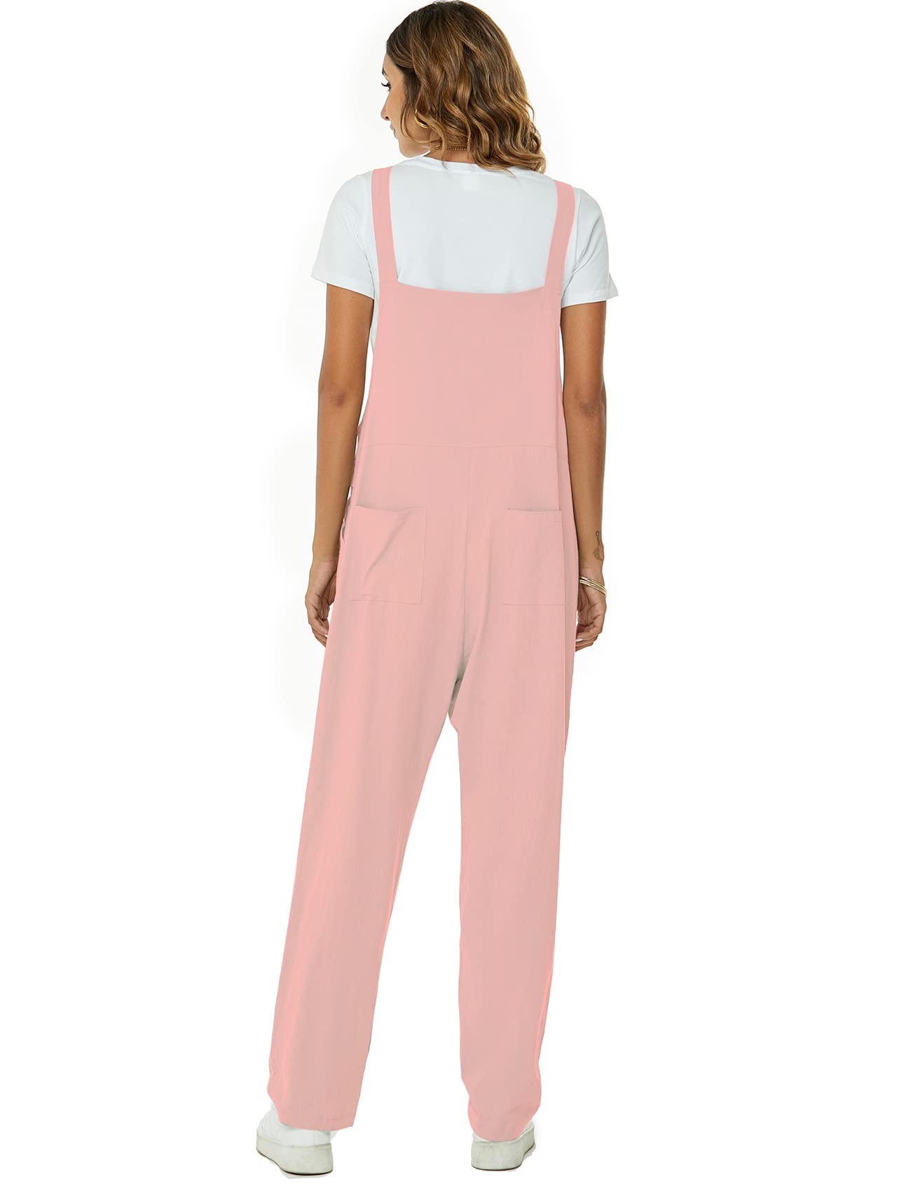 PEHMEA Women's Casual Cotton Overalls - Loose Fit Bib Wide Leg Jumpsuit with Pockets | Summer Romper for Women | Perfect for Outdoor Activities, Gardening, and Casual Wear