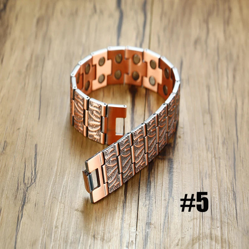 Men's Magnetic Health Bracelet - Pure Copper Energy Bracelet with Blood Pressure Magnets | Pain Relief & Improved Circulation | Perfect for Fitness, Work & Daily Wear