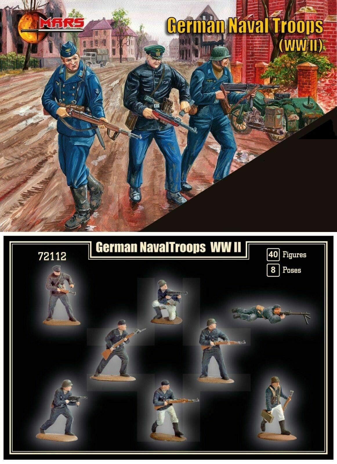 1/72 Scale WWII German Naval Troops Plastic Model Kit - Mars Figures 72112 | Collectible Military Miniatures for Hobbyists & History Enthusiasts | Perfect for Dioramas, Wargaming & Display Collections