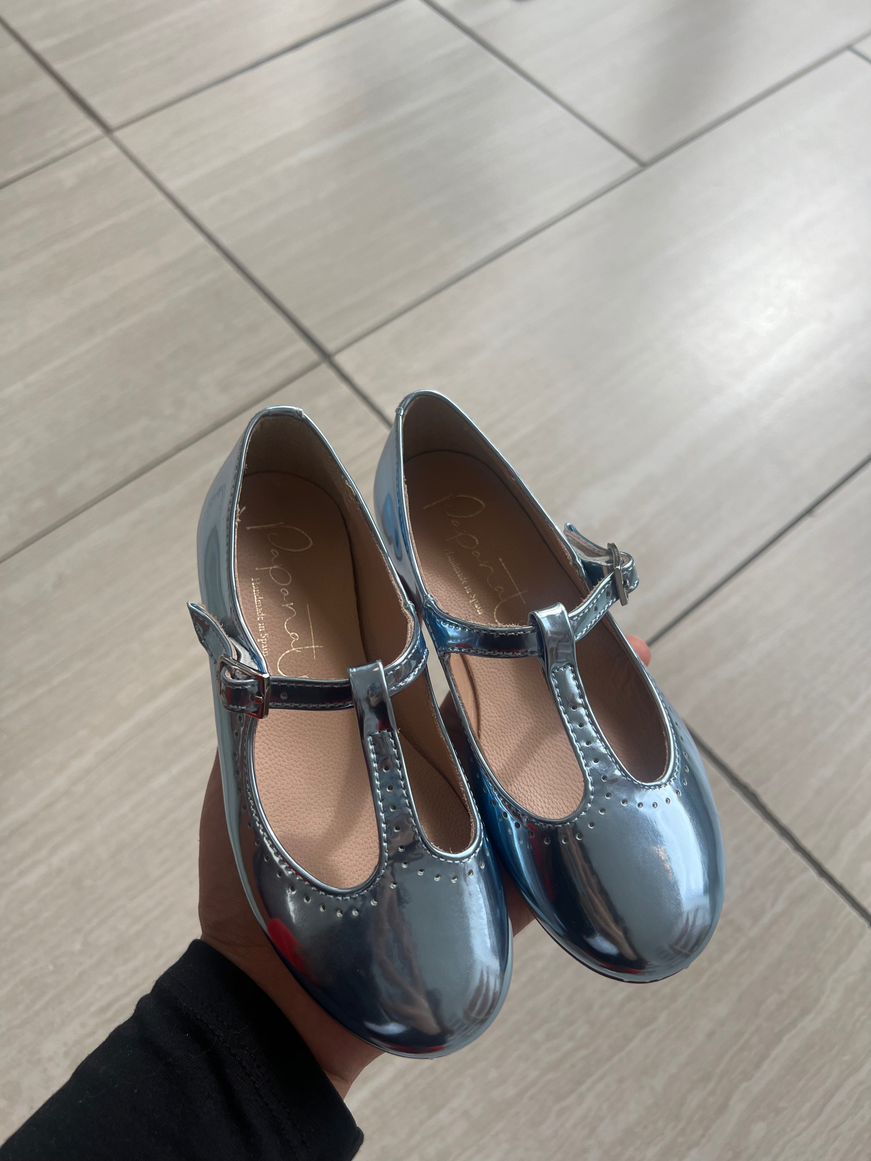 Papanatas Blue Mirror T-Strap Sandals - Stylish & Comfortable Women's Summer Shoes for Beach, Party & Casual Wear