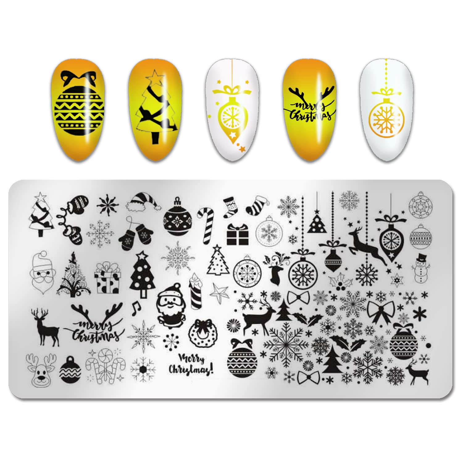 WOKOTO 6Pcs Christmas Nail Stamping Plates Set - Santa Claus, Elk & Snowflake Designs for Nail Art | Professional Nail Image Templates for Stamping Tools | Perfect for Holiday Manicures & Christmas Party Nail Designs
