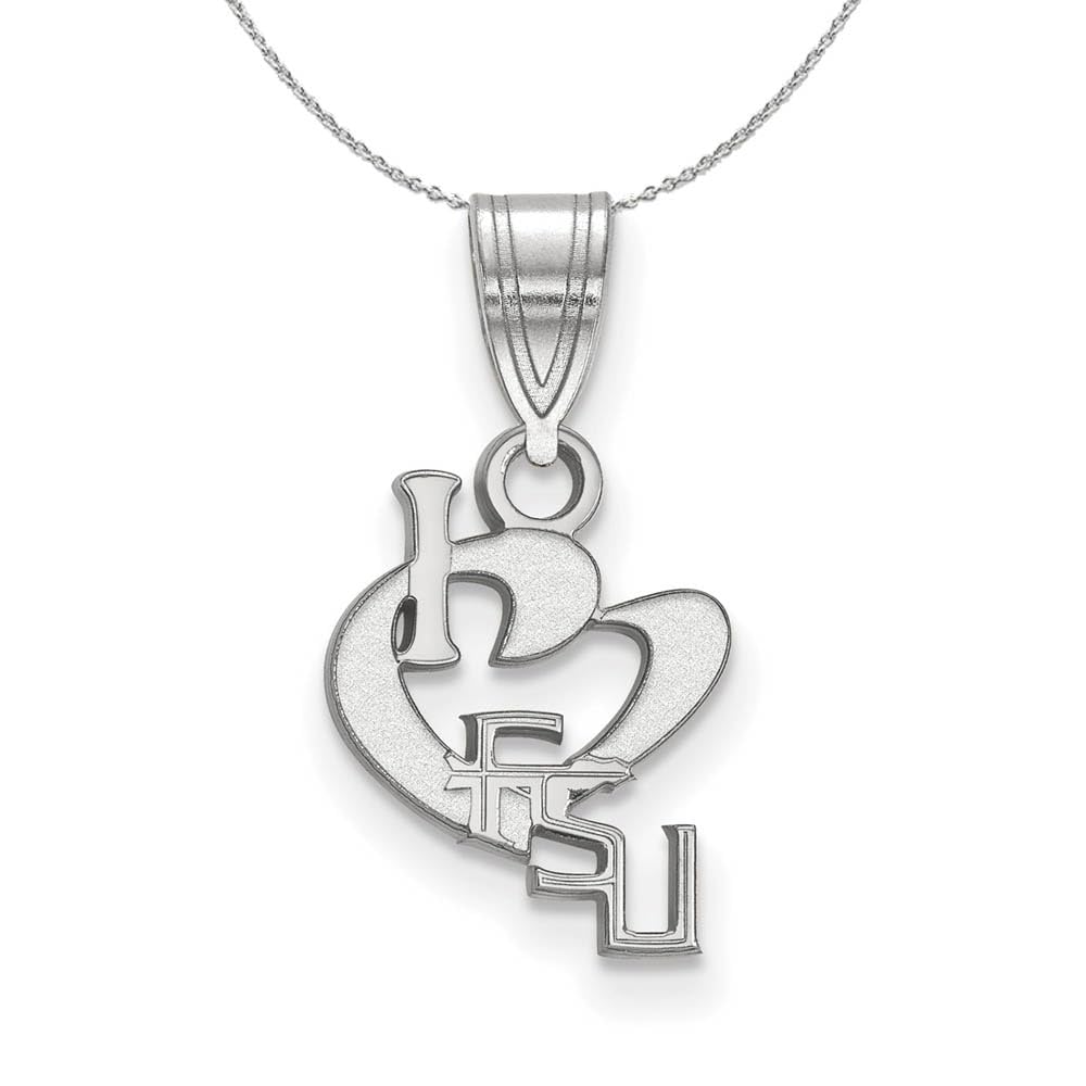 Florida State Sterling Silver 'I Love' Logo Pendant Necklace - Perfect for Gifts, Travel Souvenirs & State Pride Jewelry
