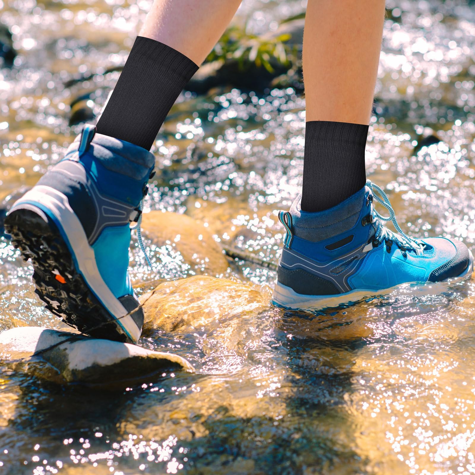 Jiuguva 4 Pairs Waterproof Socks for Men & Women - Breathable Unisex Outdoor Sports Socks for Cycling, Running, Hiking, Skiing & Water Activities - Keep Feet Dry in All Weather Conditions