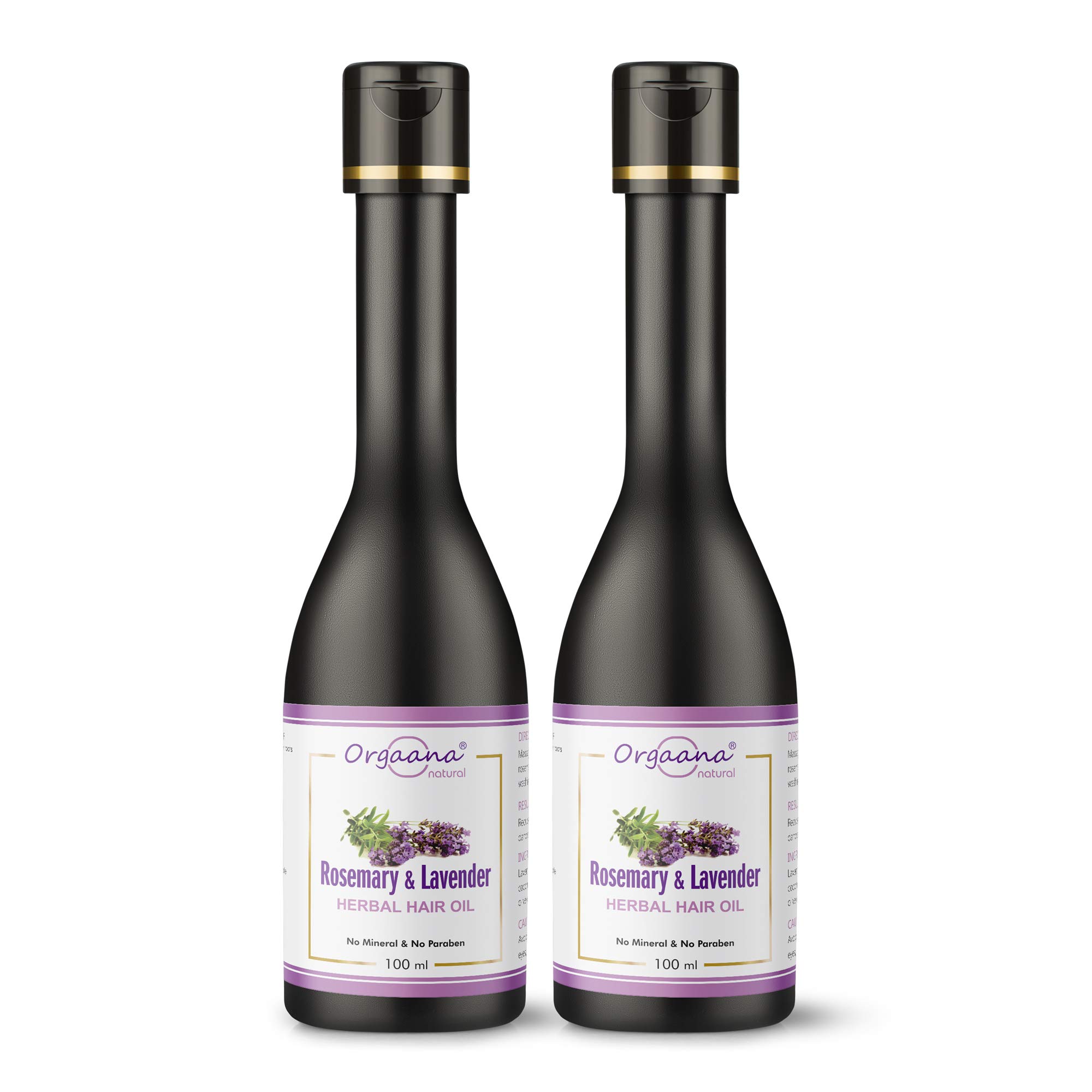 Organic Rosemary & Lavender Hair Oil for Growth & Shine - 100ml (Pack of 2) | Natural Herbal Treatment for Dry, Damaged Hair | Perfect for Scalp Massage & Nighttime Hair Care Routine