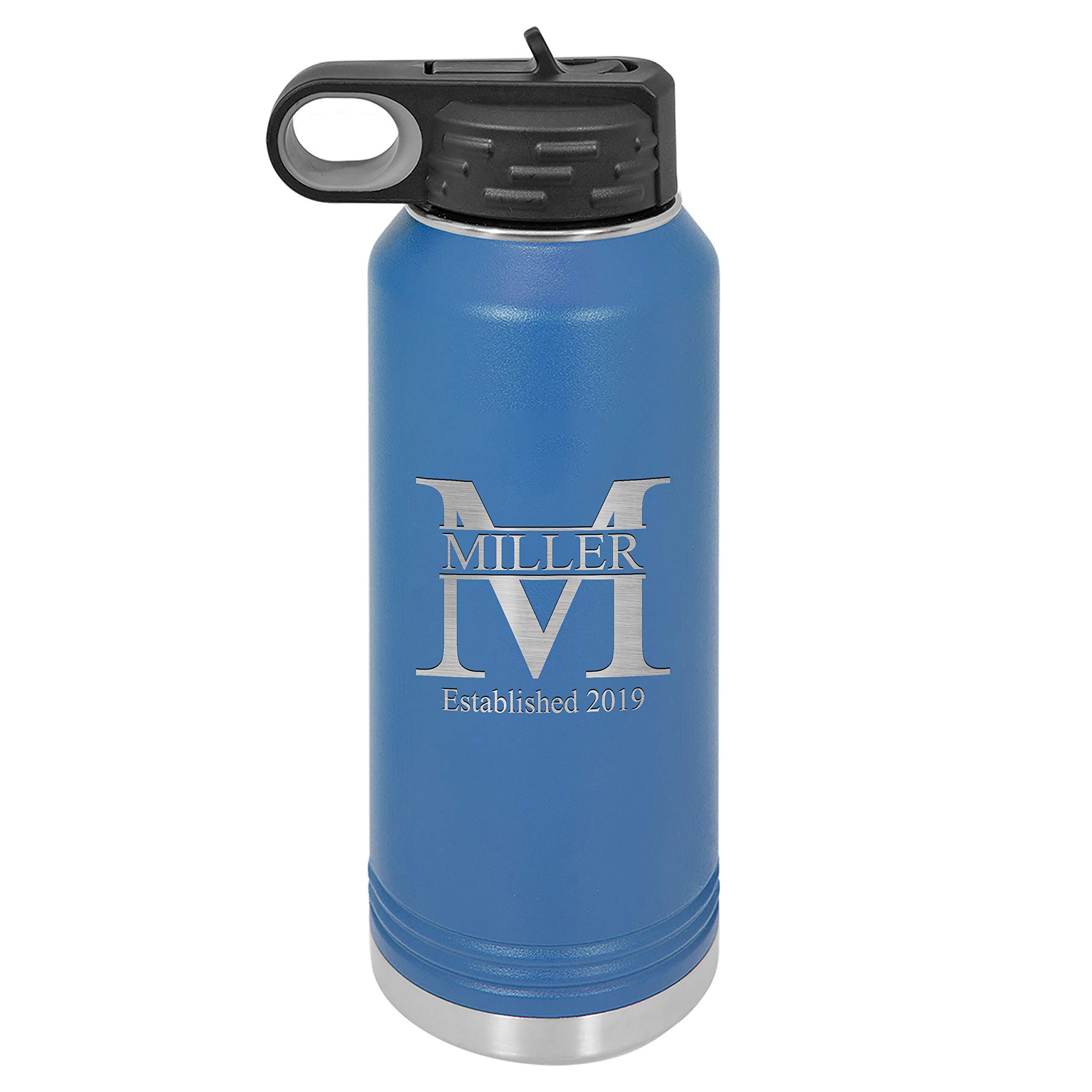 Personalized 32oz Stainless Steel Water Bottle with Straw - Double Wall Vacuum Insulated Sports Bottle | Custom Name Gift for Gym, Hiking & Work | Miller Design by Sofia's Findings