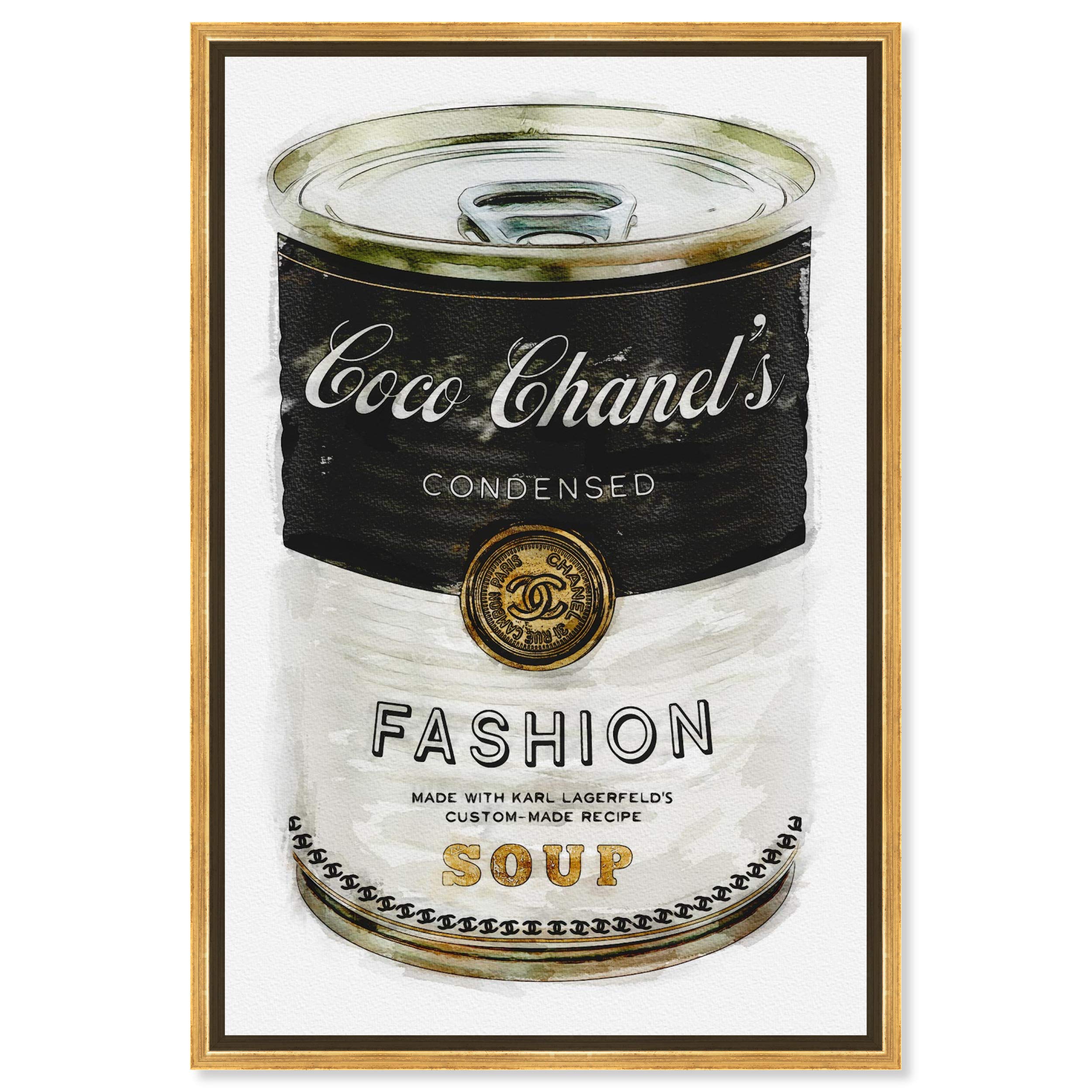 Oliver Gal Artist Co. Couture Road Sign Rococo Fashion Soup Wall Art - 30x45 Inches Gold Framed Canvas Painting - Perfect for Living Room, Bedroom & Office Decor