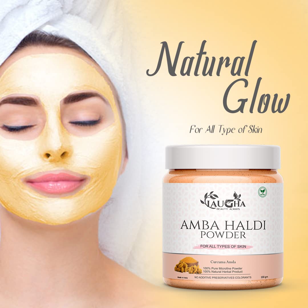 Pure & Natural Amba Haldi Powder for Skin Brightening, Acne Treatment & Scar Removal | Anti-Aging Face Mask | 100gm Jar | Perfect for Daily Skincare Routine & DIY Beauty Treatments