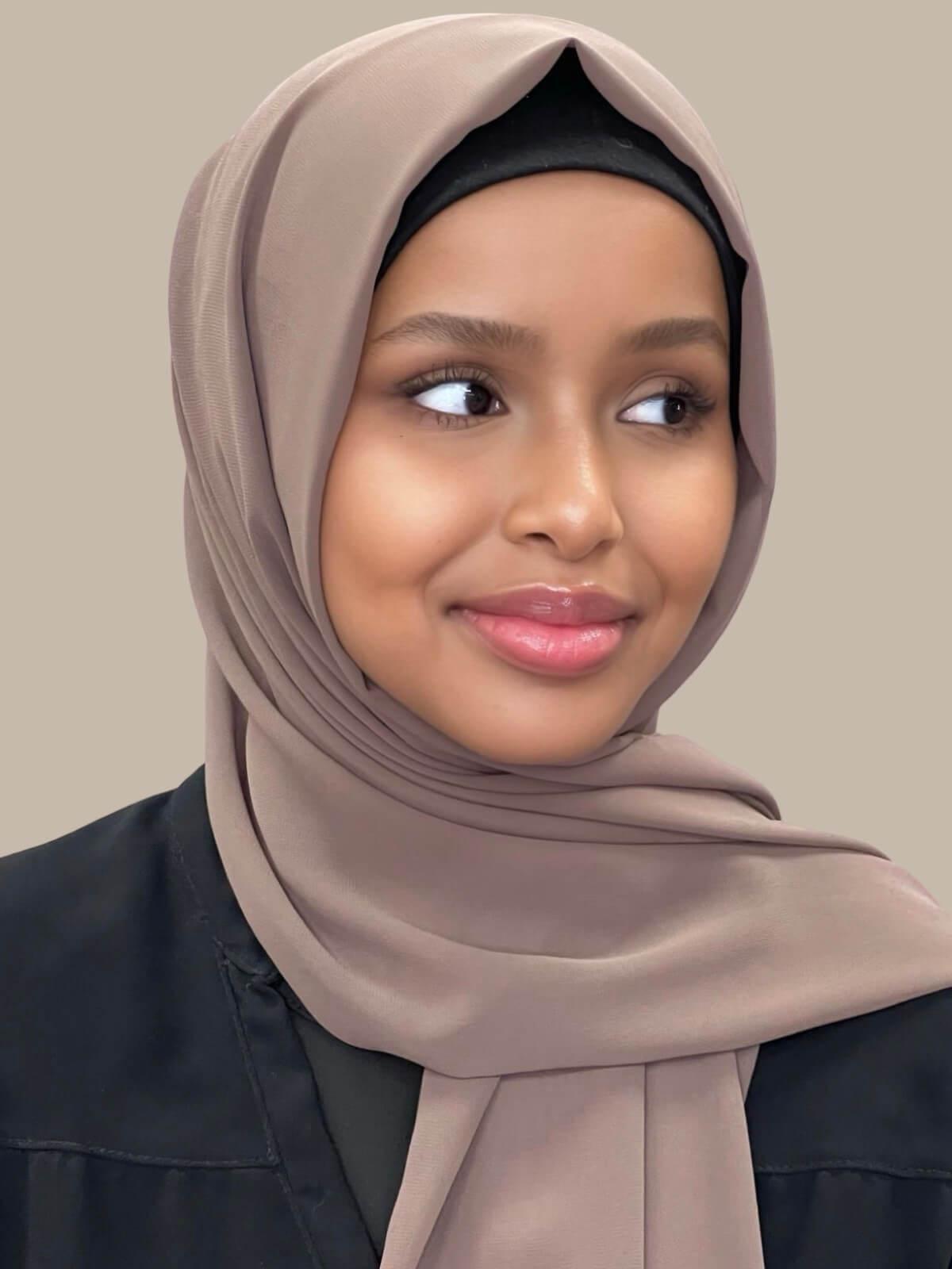 Luxury Chiffon Hijab Scarf - Soft Breathable Muslim Headscarf in Chestnut Brown for Women - Perfect for Daily Wear, Prayer, and Special Occasions
