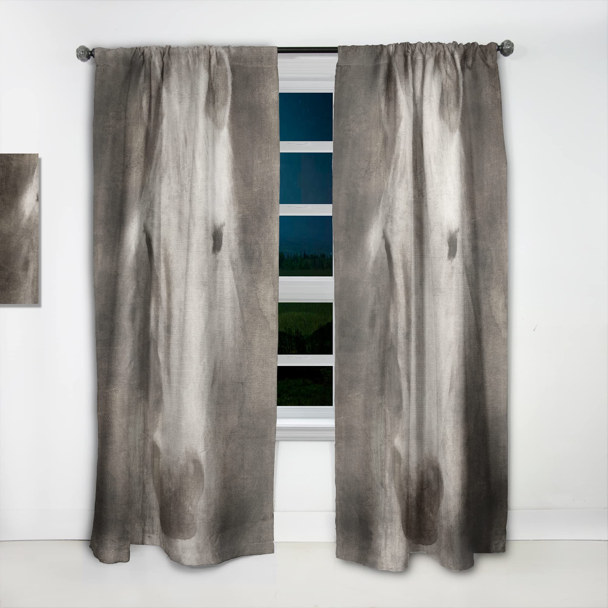 DesignQ Farmhouse Horse III Thermal Insulated Curtains - Single Panel 52x84 - Blackout Drapes for Bedroom & Living Room - Perfect for Rustic Home Decor & Temperature Control