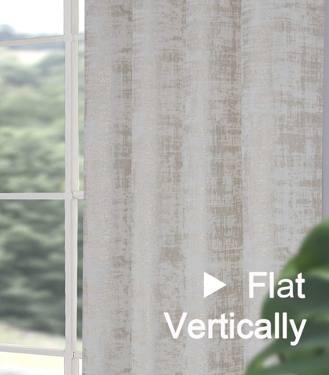 Always4u White Soft Velvet Curtains 95 Inch Length - Luxury Blackout Curtains with Gold Foil Print for Bedroom & Living Room - Thermal Insulated Window Treatments (Set of 2) - Perfect for Home Decor, Privacy & Light Control