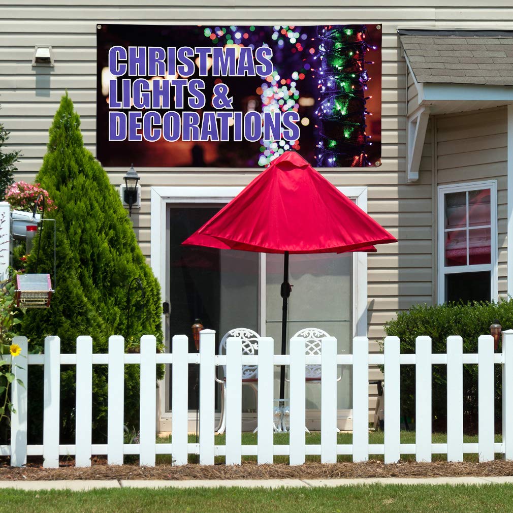 Vinyl Banner - 48x96 Inches Weatherproof Outdoor Sign with 8 Grommets for Christmas Decorations, Holidays & Special Occasions - Perfect for Yard, Party, and Commercial Use