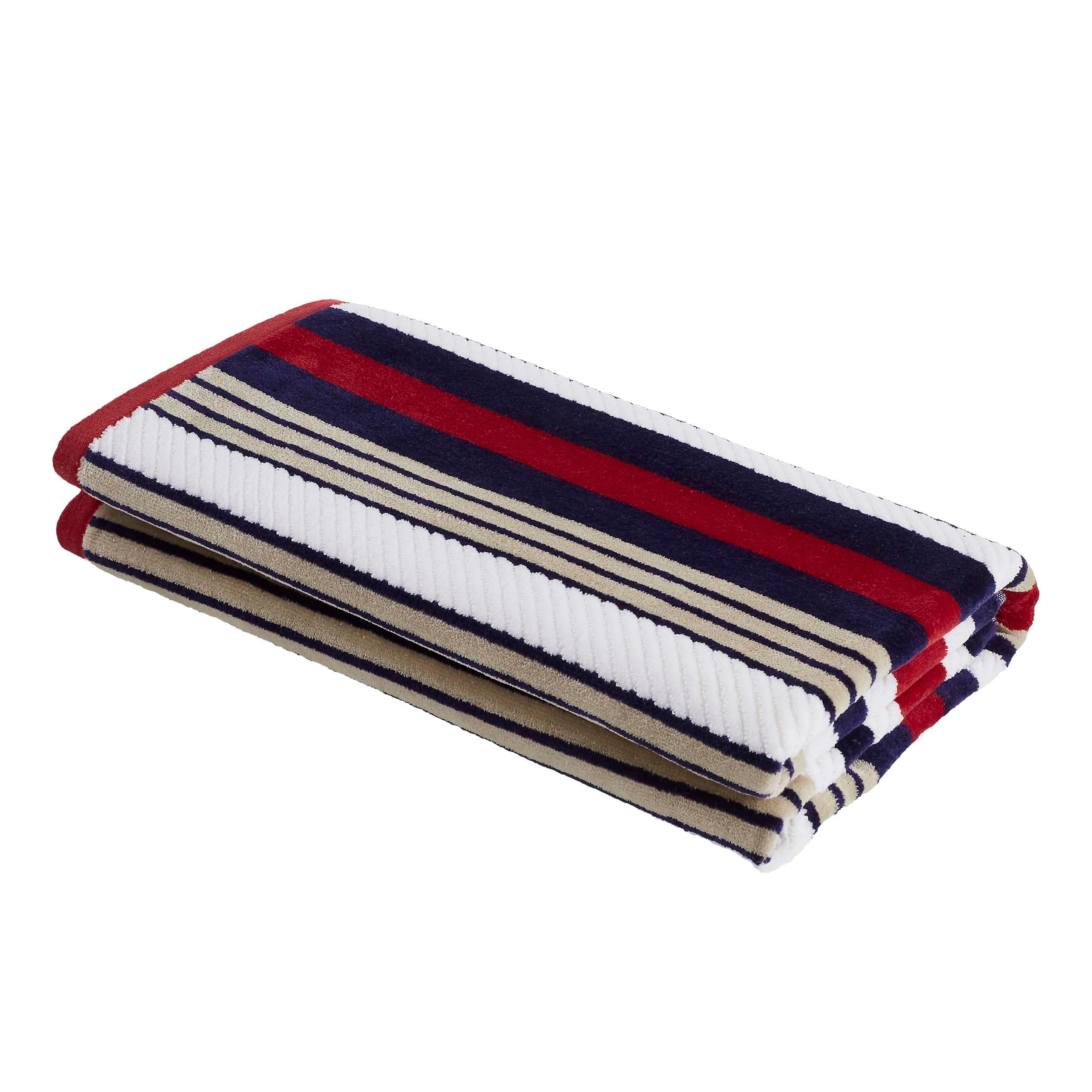 Premium Rope Textured Striped Oversized 2-Piece Beach Towel Set - Soft Quick-Dry Bath Towels for Pool, Beach, Yoga & Gym - Perfect Summer Accessories