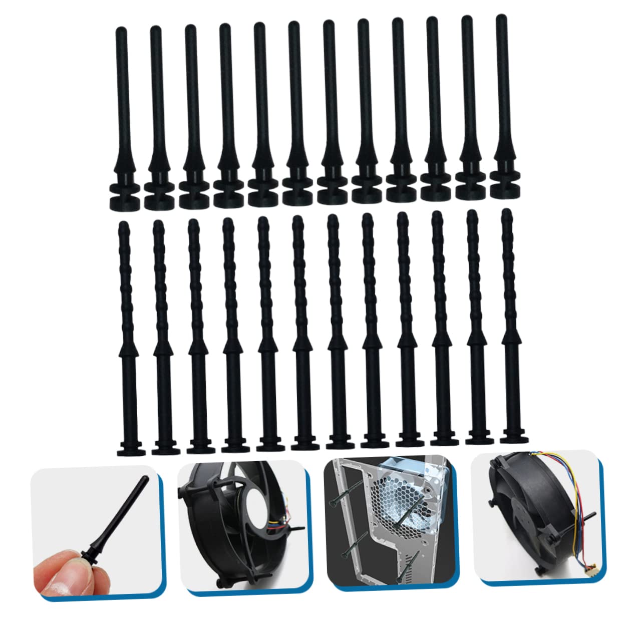 MOLUCKFU 24pcs Silicone Anti-Noise PC Case Screws for Quiet Fan Installation