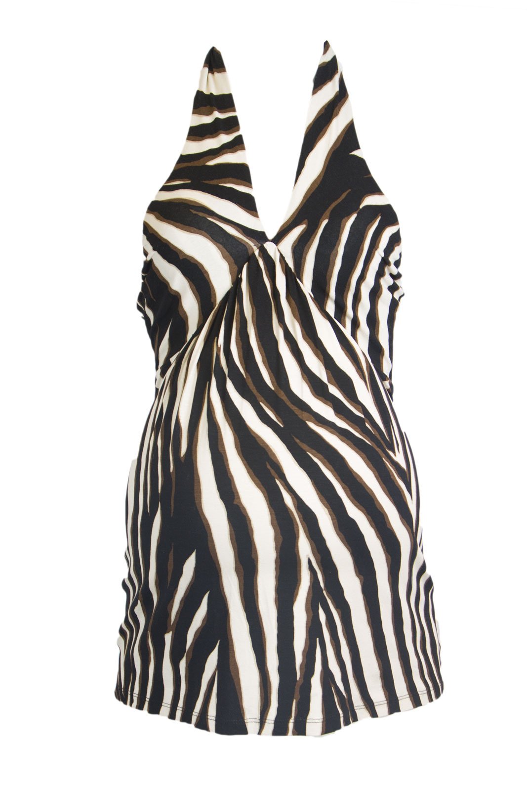 Olian Maternity Women's Animal Print Halter Top - X-Small, Multi-Color | Comfortable & Stylish Pregnancy Wear for Casual Outings & Summer Maternity Photos