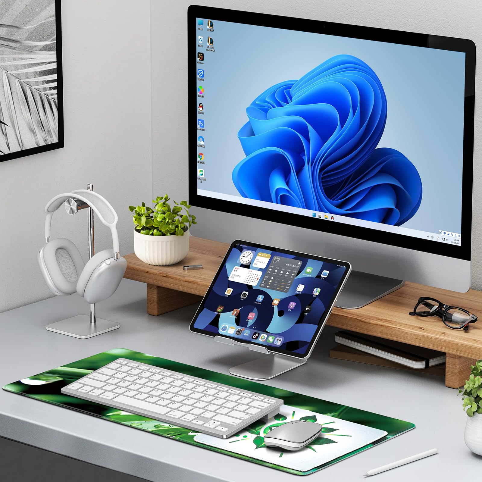 Large Gaming Mouse Pad 31.5 x 13 Inches - Non-Slip Rubber Base Keyboard & Mouse Mat for PC, Laptop, Office & Home Use - 2-in-1 XL Extended Mousepad for Gamers & Professionals (Dewdrop Design) - Perfect for Workstations, Gaming Setups & Home Offices
