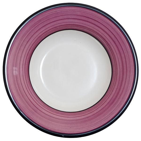 Premium Purple Rimmed Soup Bowls - Set of 4, Elegant Porcelain Dinnerware for Soups, Cereal & Desserts - Perfect for Home Dining, Restaurants & Gifts
