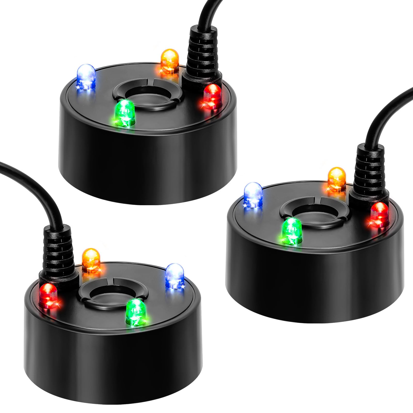 3Pcs Ultrasonic Mist Maker with 4 LED Lights - Mini Fog Machine for Water Fountain, Fish Tank, Halloween Decor - Portable Water Atomizer for Home, Garden, and Party Decorations