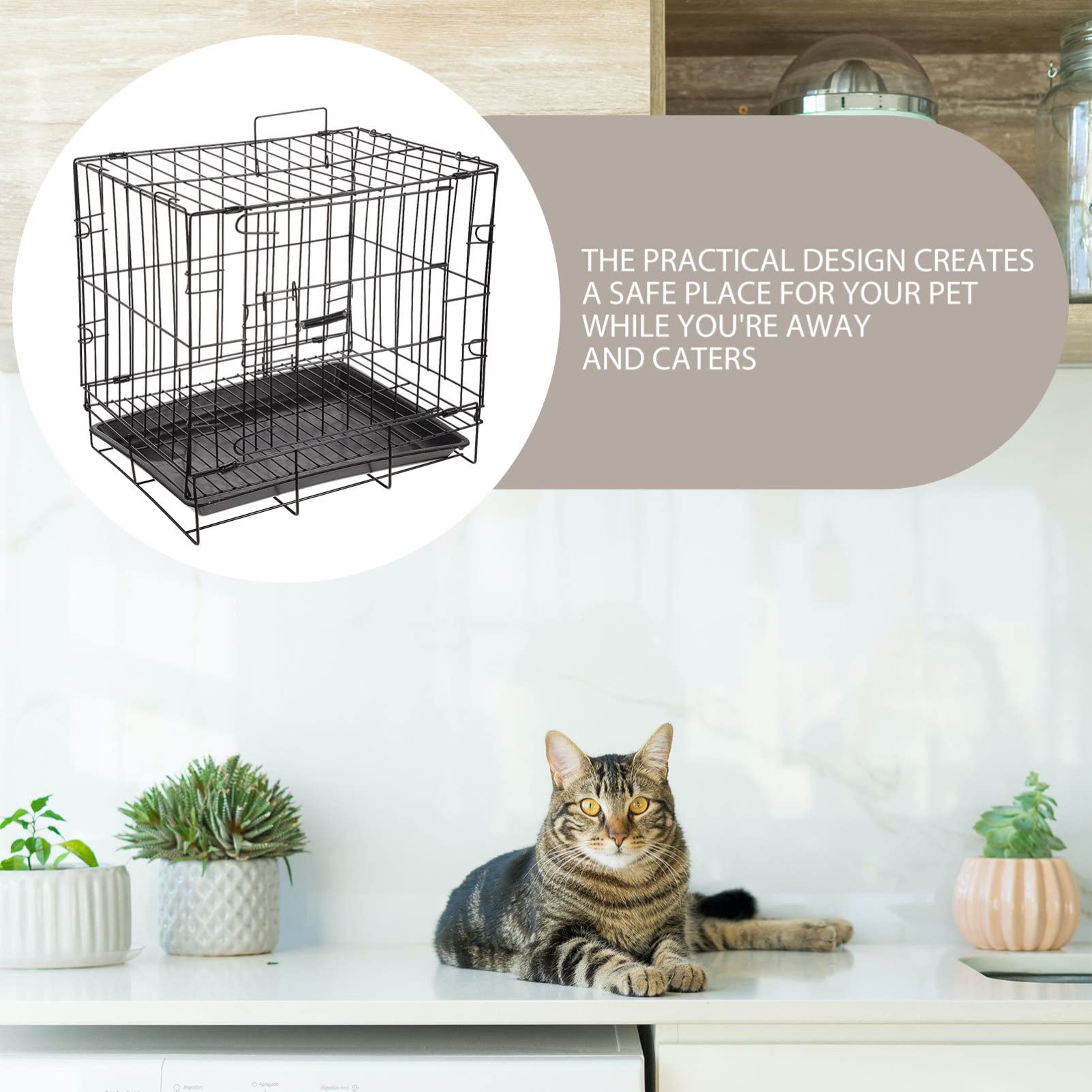 Balacoo Foldable Large Dog Crate - Heavy Duty Metal Wire Kennel for Indoor & Outdoor Use - Portable Pet Cage for Puppies & Adult Dogs - Ideal for Home, Travel, Camping, and Vet Visits