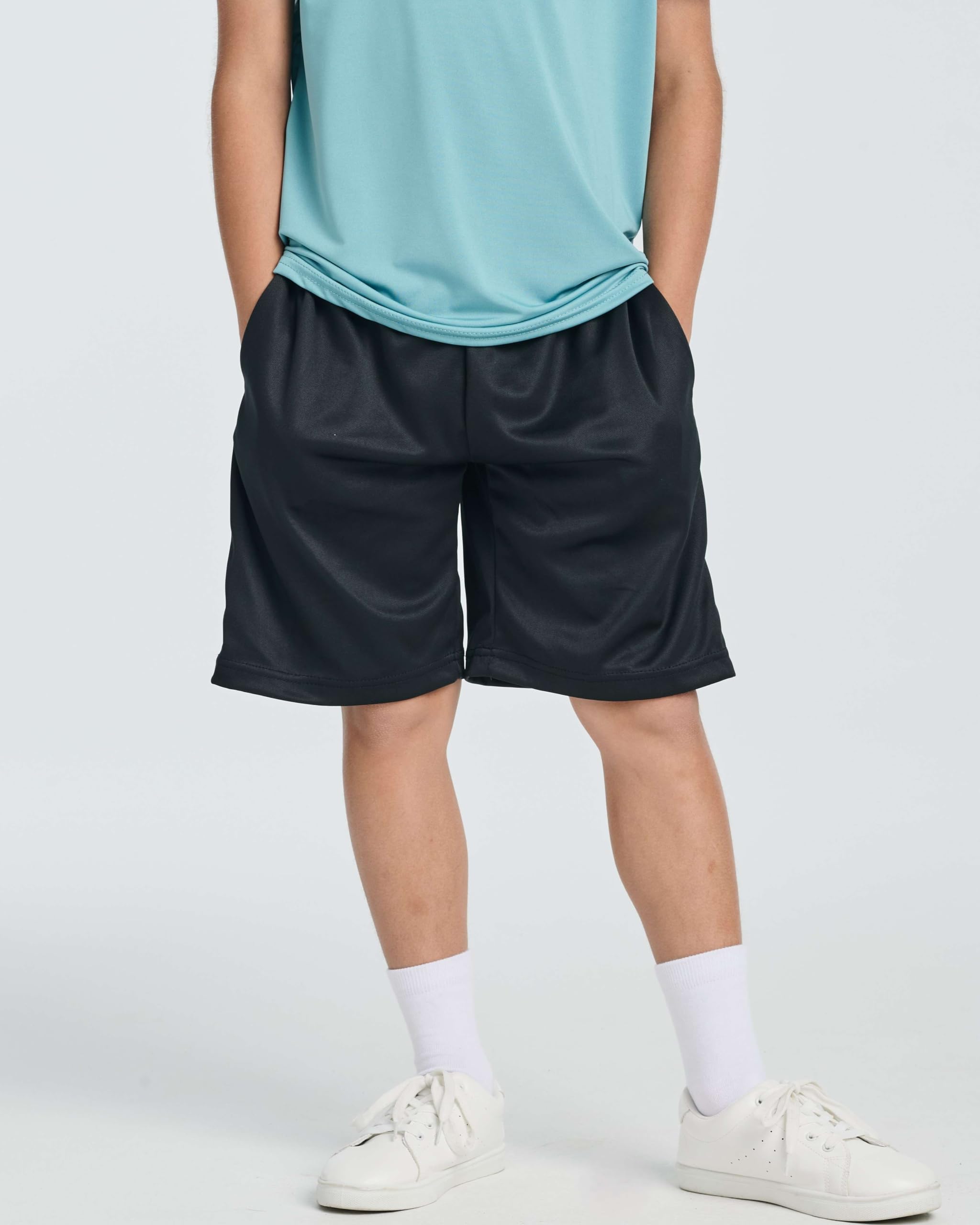 Real Essentials 5-Pack Boys' Athletic Basketball Shorts with Pockets - Breathable Youth Sports Shorts for Boys Ages 4-18 - Perfect for Basketball, Gym, Running & Casual Wear