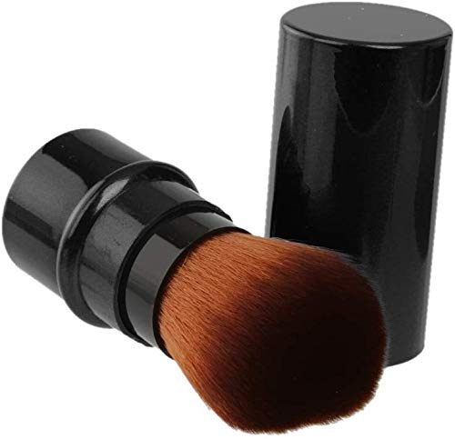 Gugzy Retractable Kabuki Brush for Makeup - Professional Face Powder, Foundation & Blush Brush (Black) | Perfect for Travel, On-the-Go Touch Ups & Everyday Makeup Application