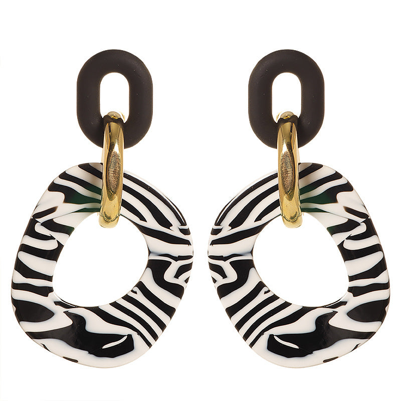 Zebra Stripes Acrylic Large Drop Earrings for Women | Fashion Statement Dangle Earrings | Perfect for Parties, Weddings & Date Nights | HE6745